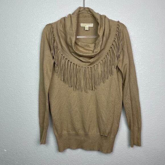 MICHAEL KORS Khaki Fringe Sweater Size S - Picture 2 of 7